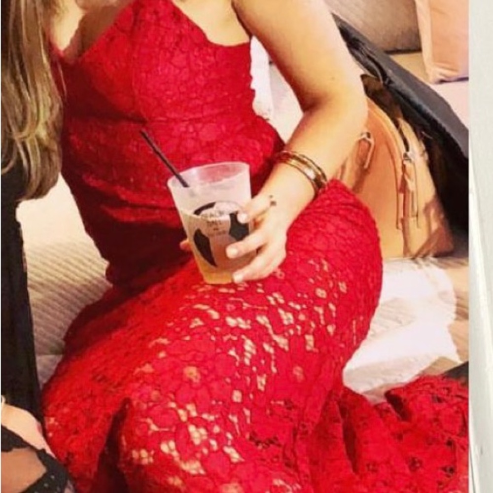 Red lace dress